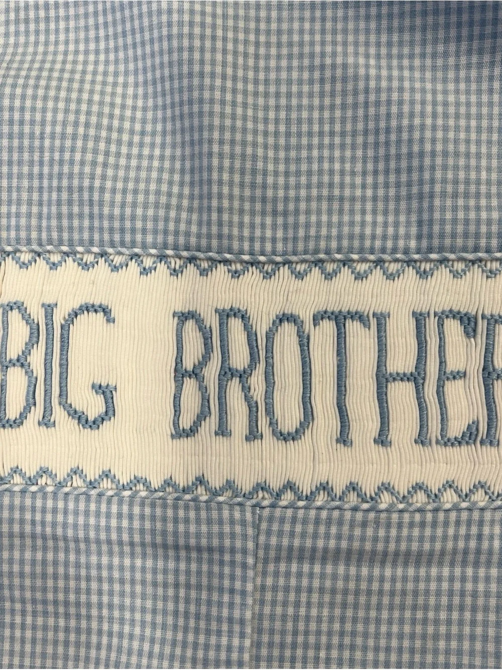 Southern Sunshine Big Brother Smocked Blue Gingham Jon Jon One Piece Romper 24m